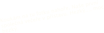 Koukám na tu fotku nahoře. Naše první společná večeře v přístavu. Hezký.... moc hezký.